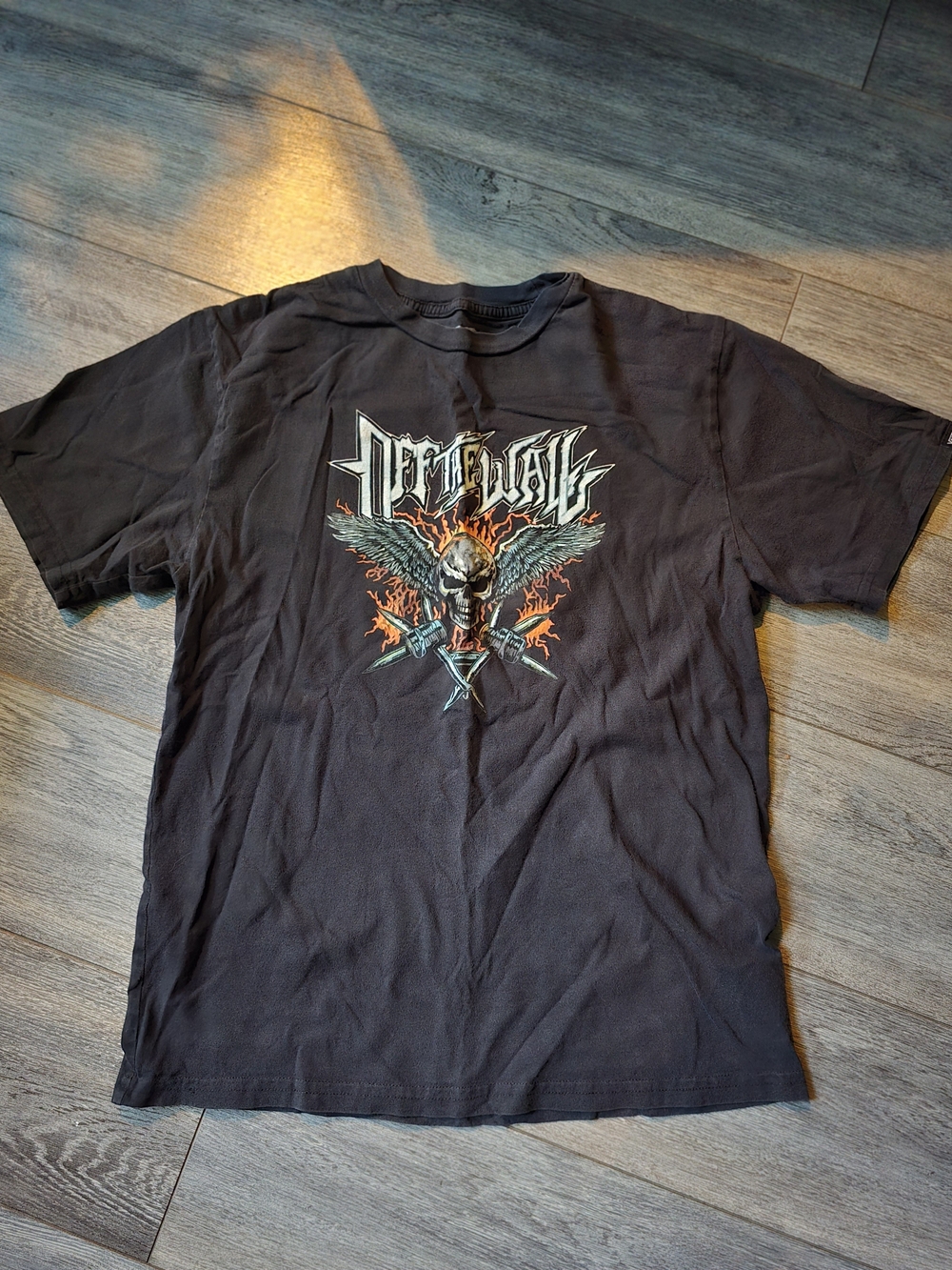 Vans Black Graphic Tee with Flaming Skull & Wings